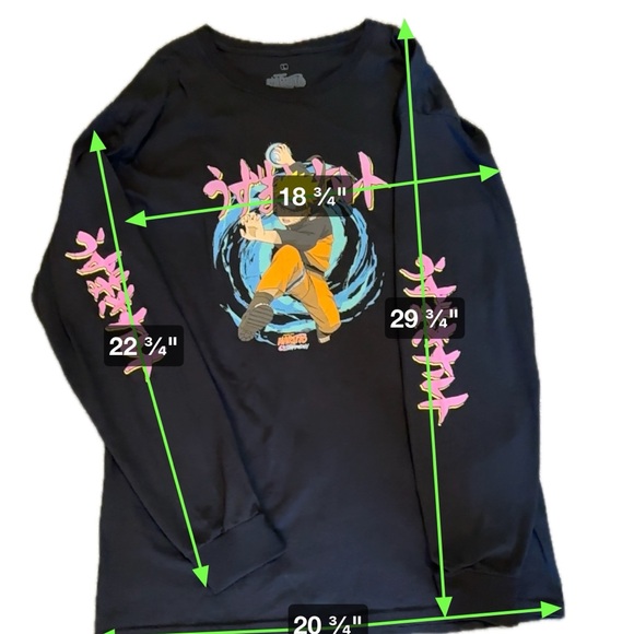 Naruto Shippudem Mens Black long sleeve tshirt.  Size Large - Picture 2 of 6